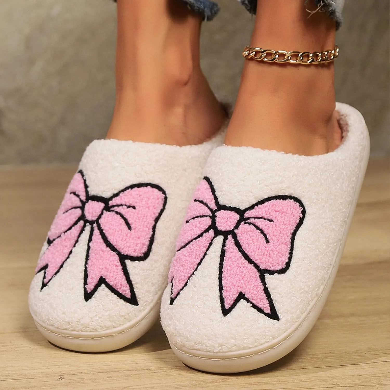 Womens Mens Slip on House Slippers Memory Foam Slippers Scuff Outdoor Indoor Warm Plush Bedroom Shoes
