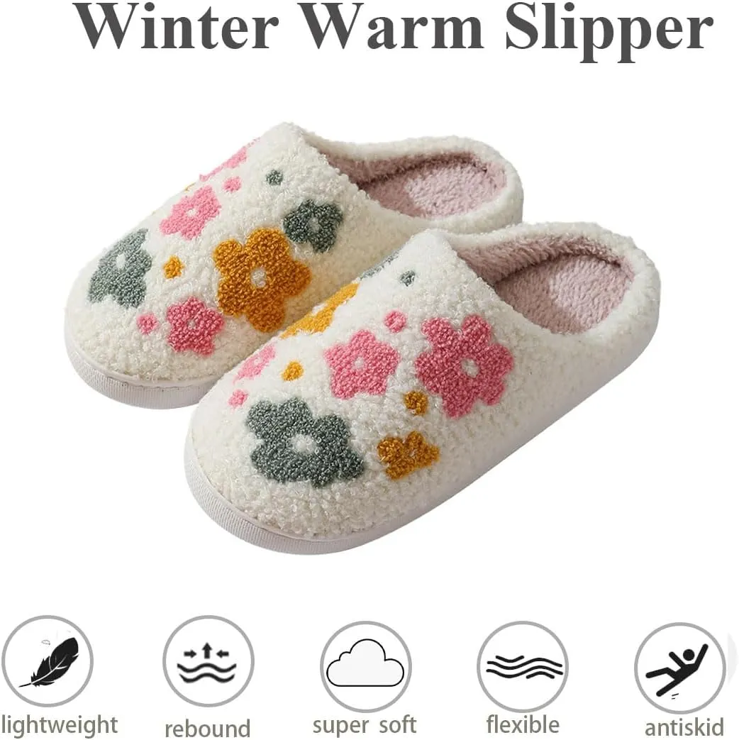 Womens Mens Slip on House Slippers Memory Foam Slippers Scuff Outdoor Indoor Warm Plush Bedroom Shoes