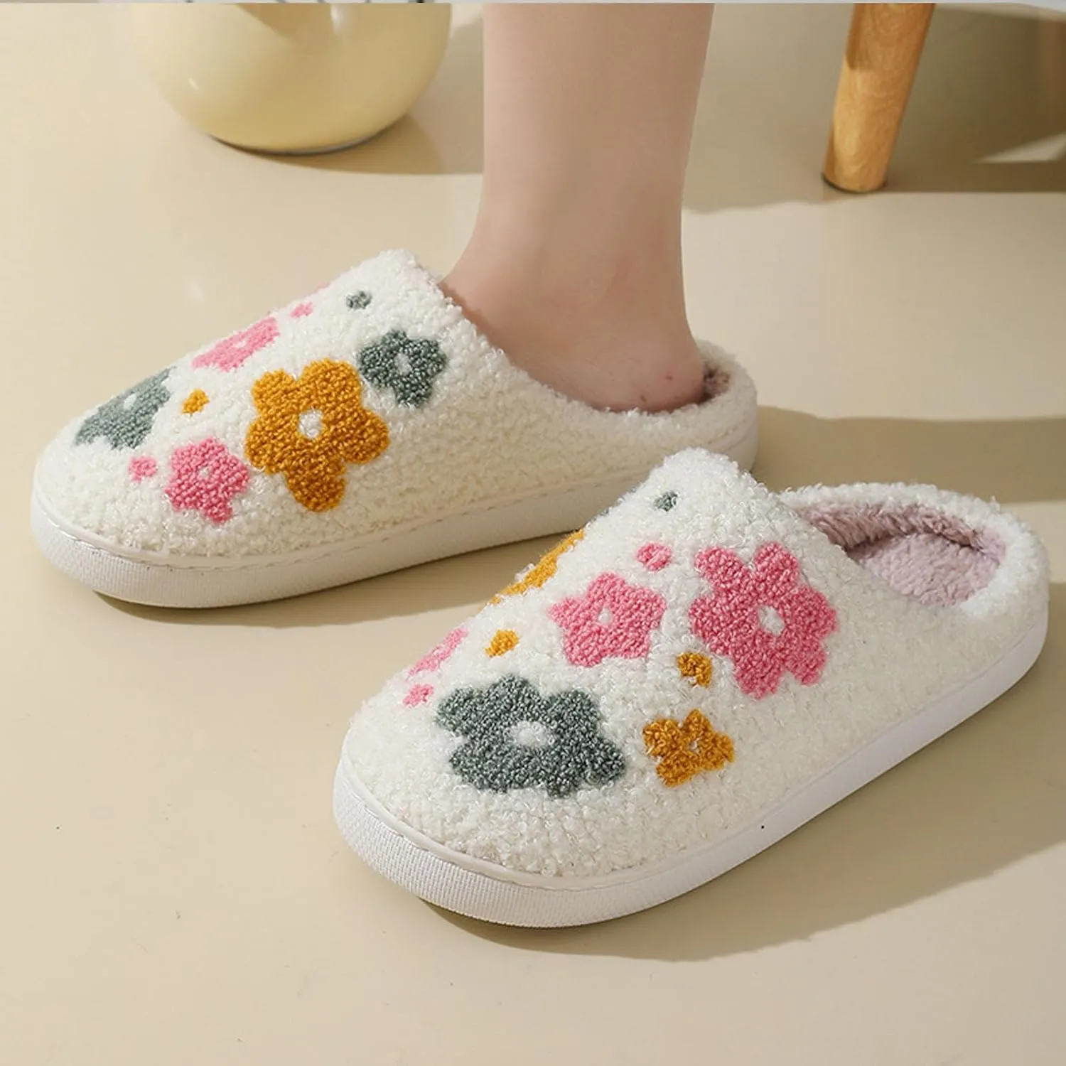 Womens Mens Slip on House Slippers Memory Foam Slippers Scuff Outdoor Indoor Warm Plush Bedroom Shoes