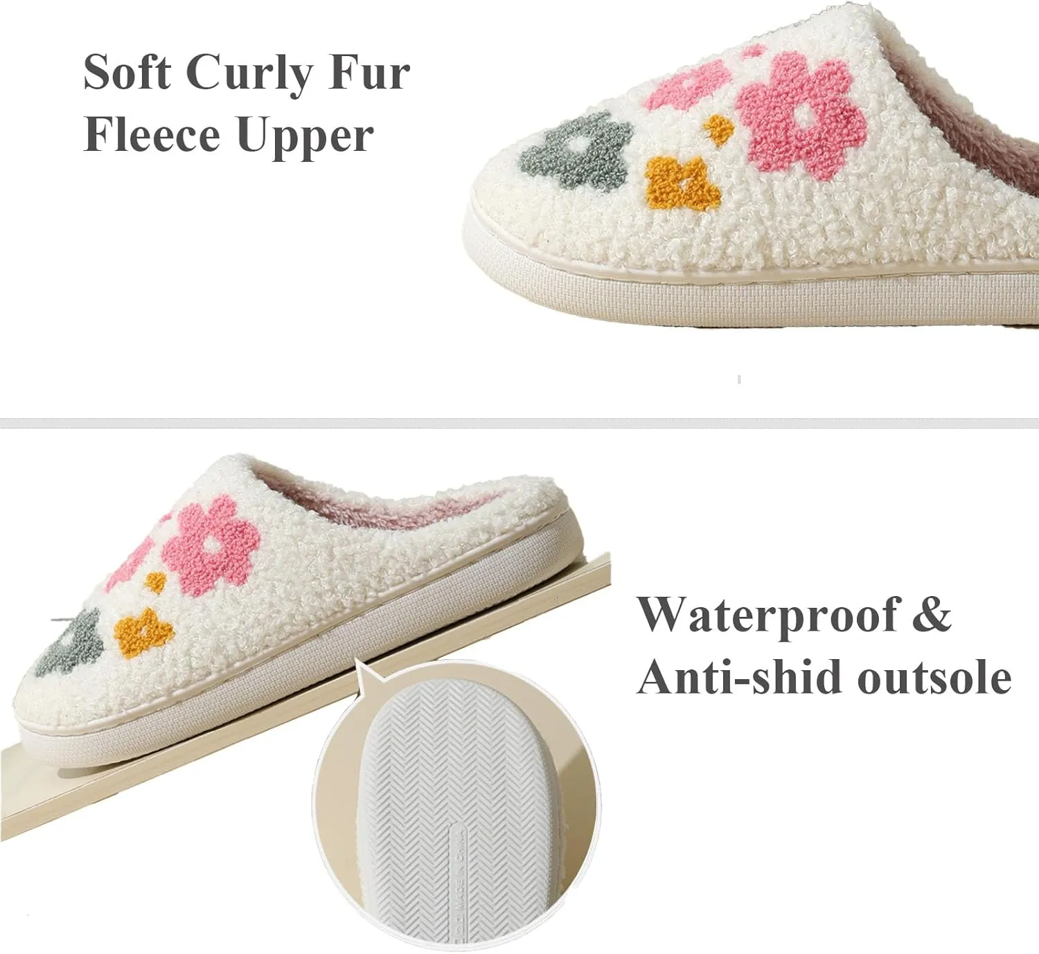 Womens Mens Slip on House Slippers Memory Foam Slippers Scuff Outdoor Indoor Warm Plush Bedroom Shoes