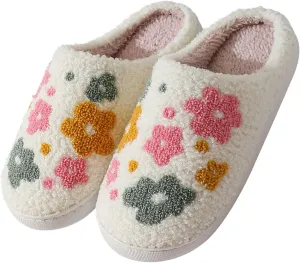 Womens Mens Slip on House Slippers Memory Foam Slippers Scuff Outdoor Indoor Warm Plush Bedroom Shoes