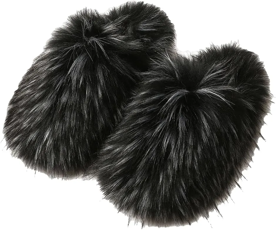 Women's Plush Faux Fur Slipper Slide Sandal Soft Furry Fuzzy Fluffy Lovely Indoor Outdoor Slip On Slippers Multicolor Winter House Shoes