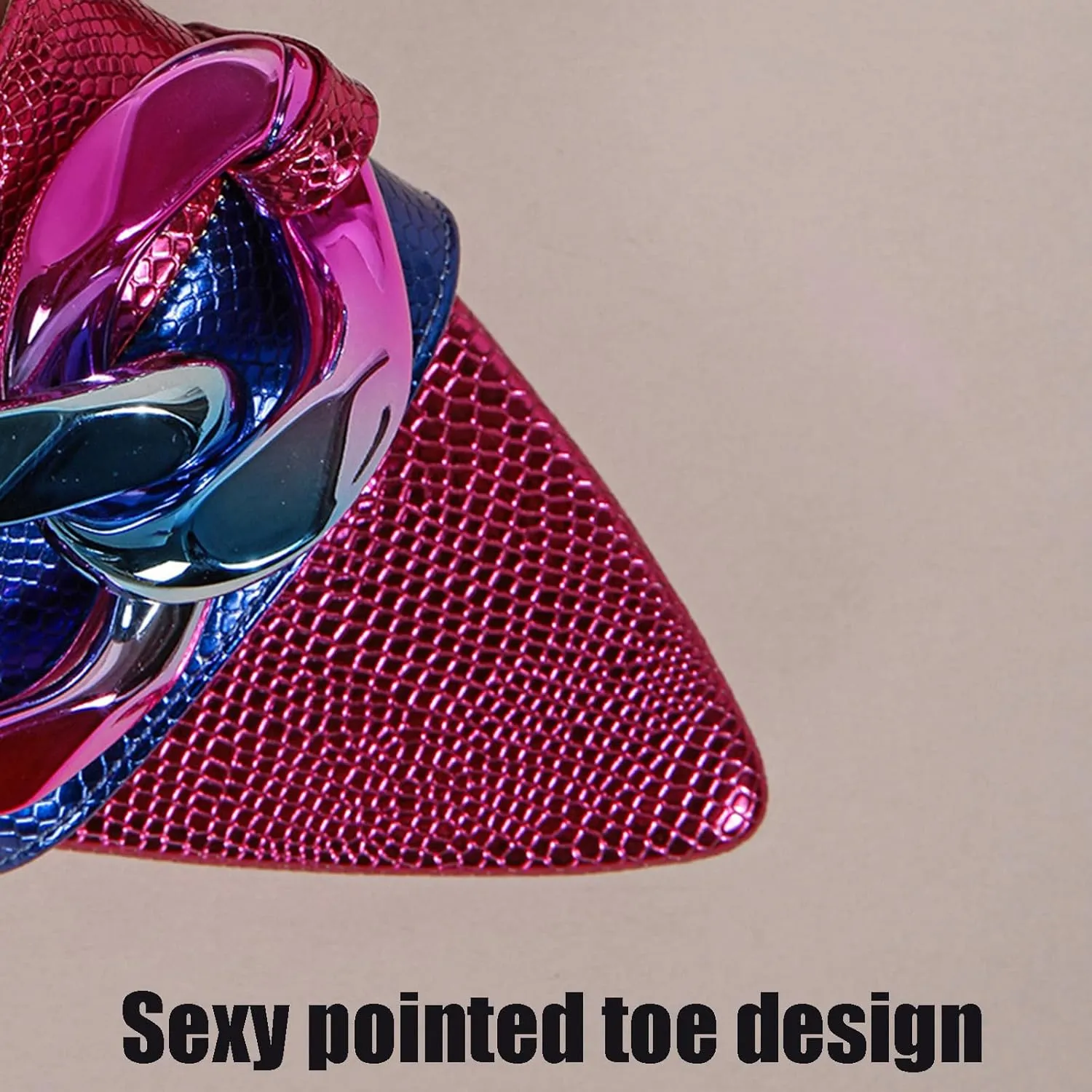 Women's Pointed Open Toe Flat Sandals with Chunky Chain Decor Slip-on Non Slip Beach Slides Sandals Casual Breathable Walking Slippers