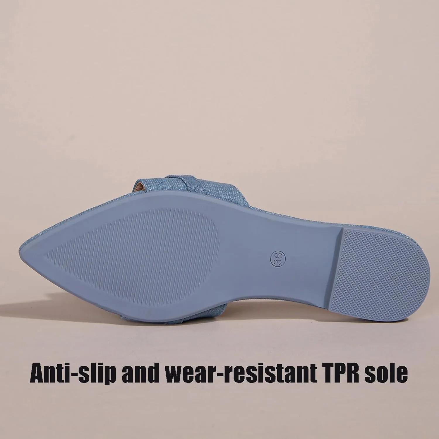 Women's Pointed Open Toe Flat Sandals with Chunky Chain Decor Slip-on Non Slip Beach Slides Sandals Casual Breathable Walking Slippers