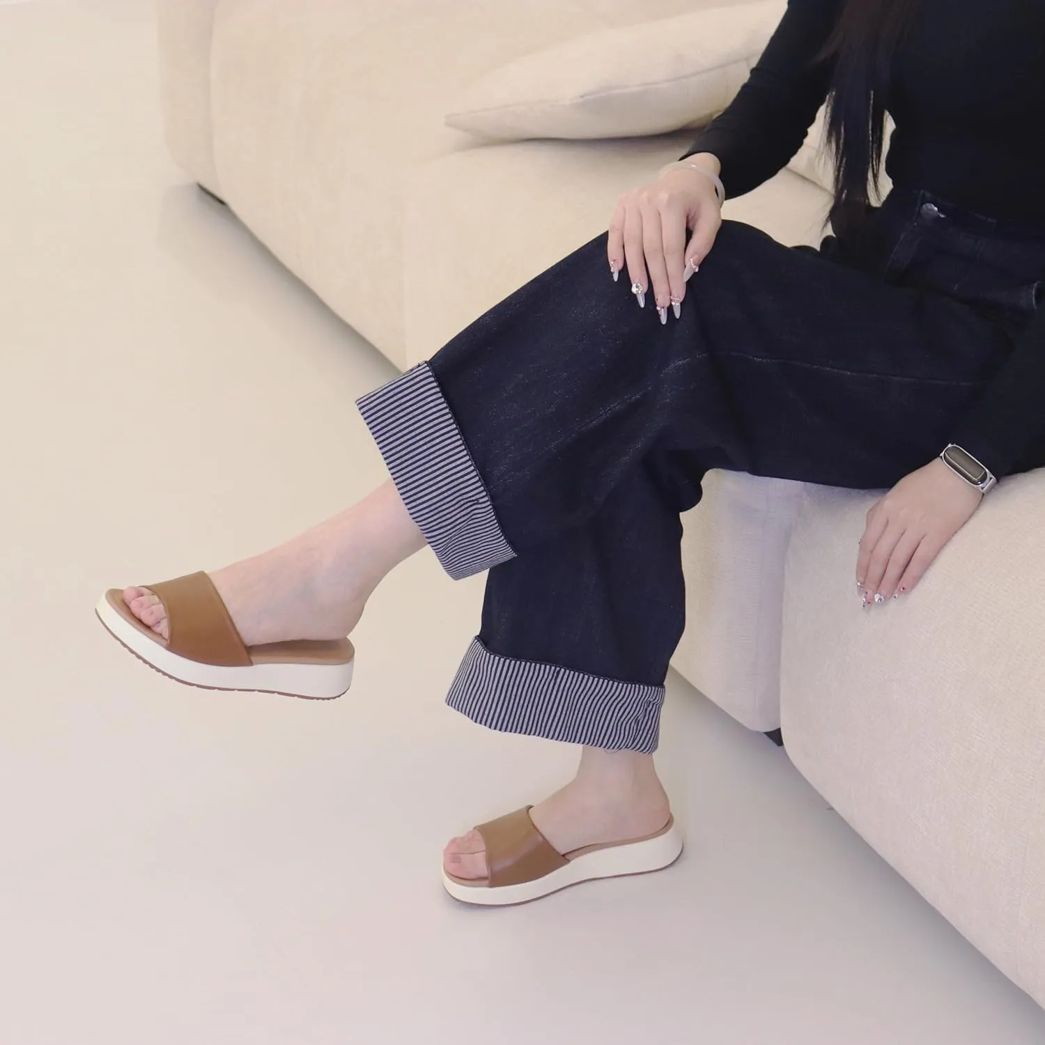 Womens Sandals Platform Classic Faux Leather Comfortable Slide for Summer Size 6-11