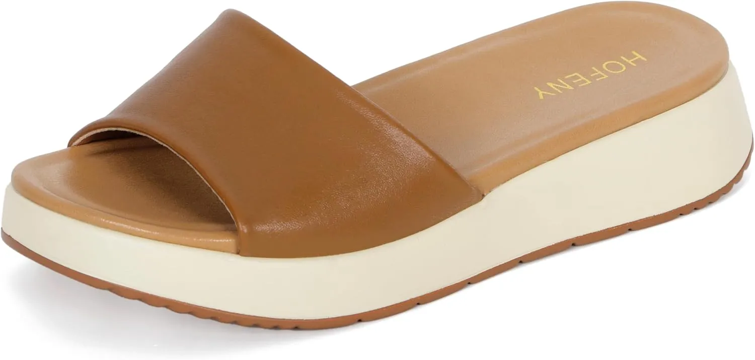Womens Sandals Platform Classic Faux Leather Comfortable Slide for Summer Size 6-11