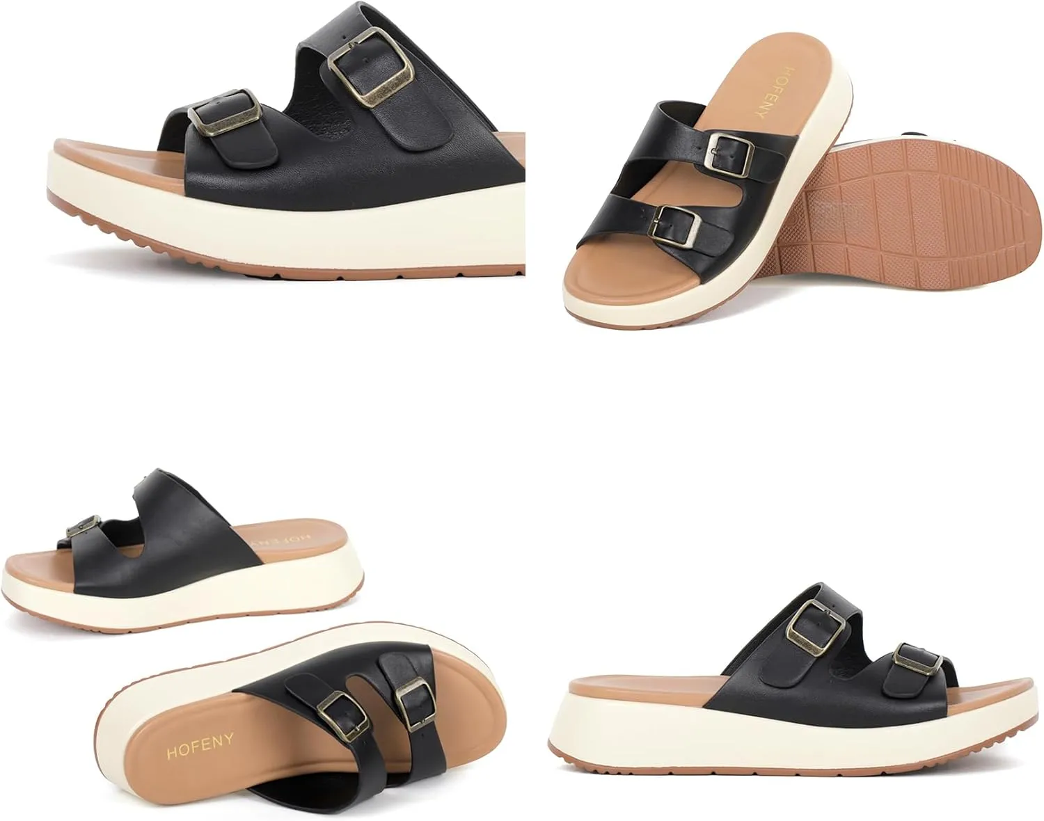 Womens Sandals Platform Double Strap Comfortable Slide for Summer Size 6-11