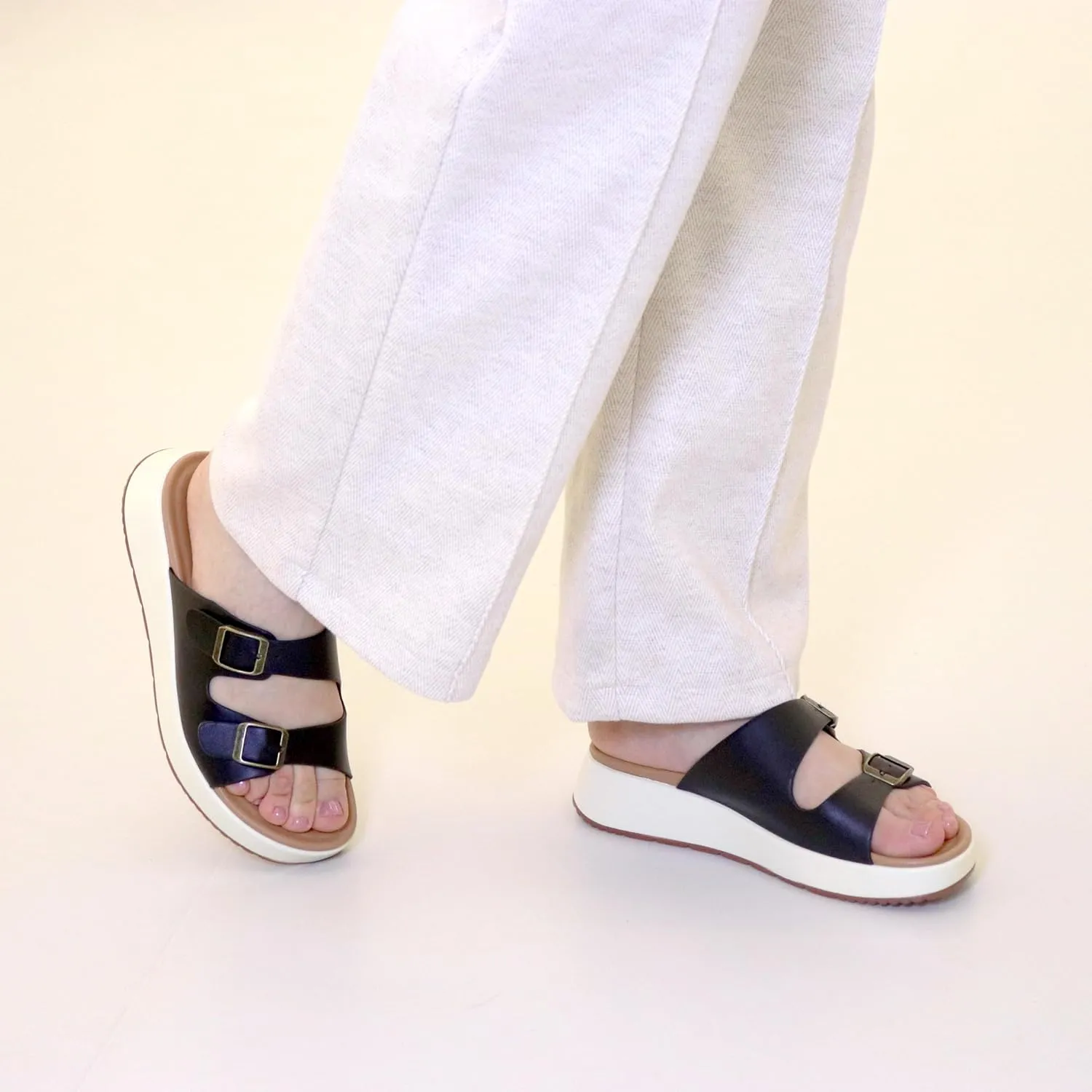 Womens Sandals Platform Double Strap Comfortable Slide for Summer Size 6-11