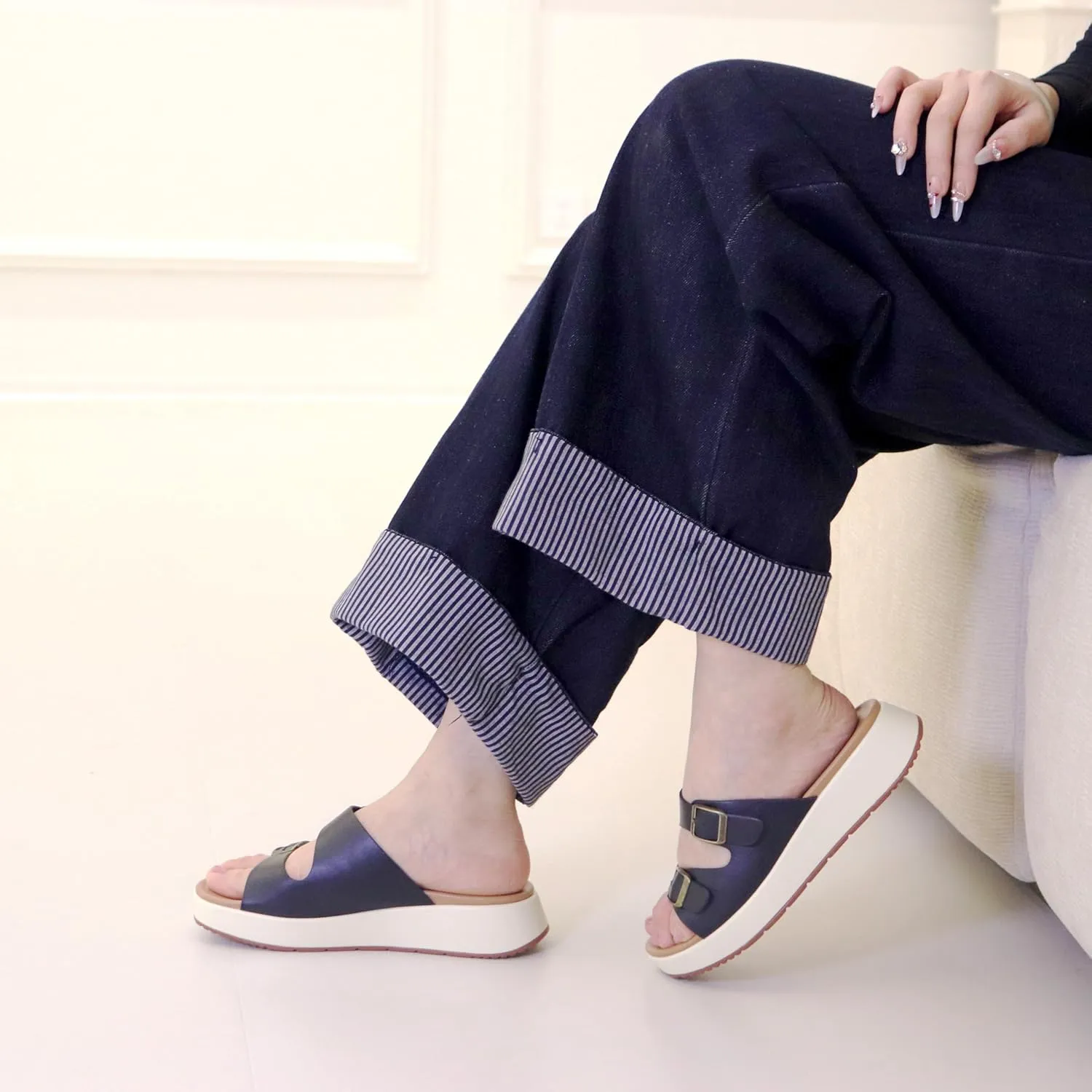 Womens Sandals Platform Double Strap Comfortable Slide for Summer Size 6-11