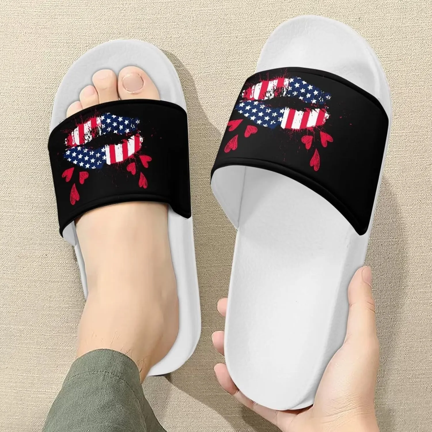 Women's Sandals Slides Soft Slippers Non-Slip Casual White Sole Bathroom Shoes Beach Sandals