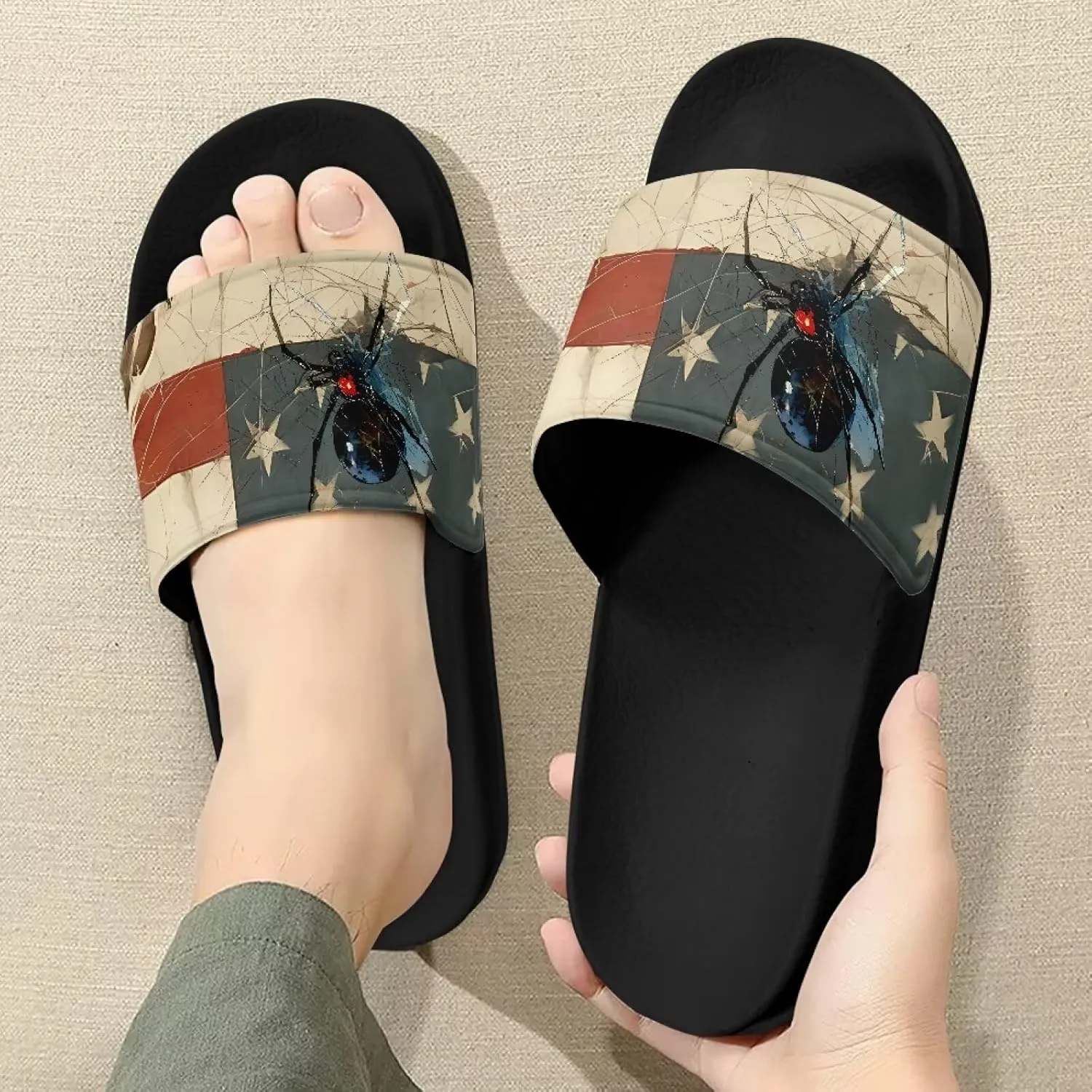Women's Slide Sandals Fashion Summer Beach Shoes House Slides Comfortable Shower Sandals Anti-skid Bathroom Slippers SizeUS 6-13.5