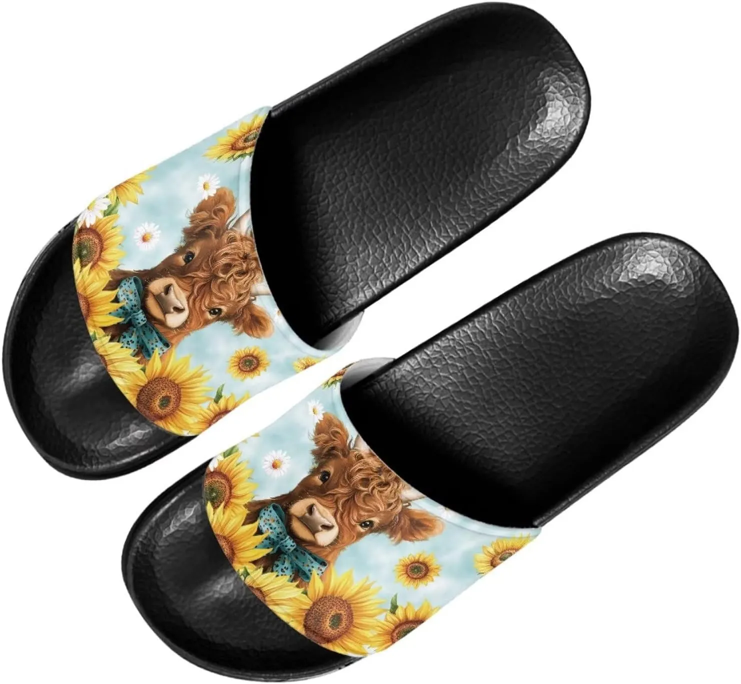Women's Slide Sandals Soft-Soled Non-Slip Open-Toed Slippers Beach Shoes Wide Design Water-Friendly Black Size 6-13.5