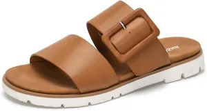 Women's Slide Wide Width Flat Sandals Arch Support Slip On Two Strap Sandals Summer Comfortable Beach Walking Dressy Shoes