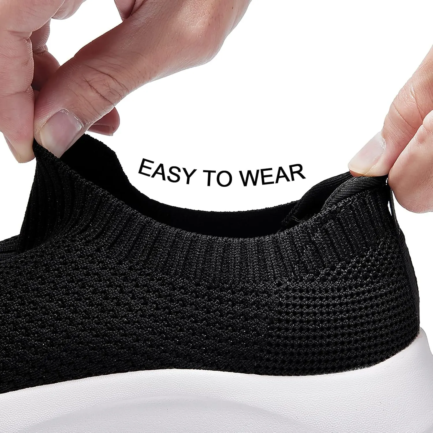 Women's Slip On Shoes, Stretch Knit Walking Shoes, Comfort Sneaker for Work, Travel, Commute