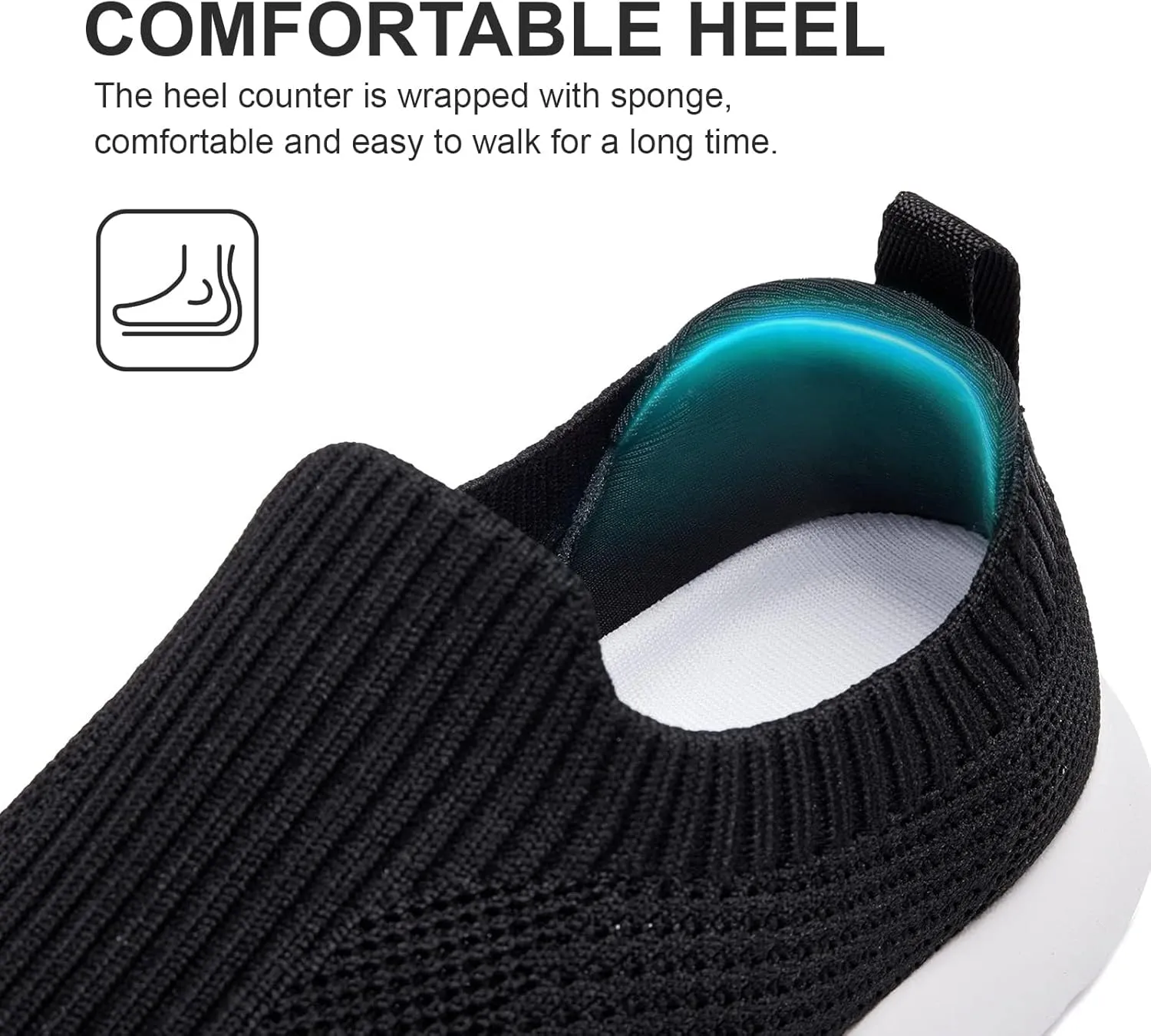Women's Slip On Shoes, Stretch Knit Walking Shoes, Comfort Sneaker for Work, Travel, Commute