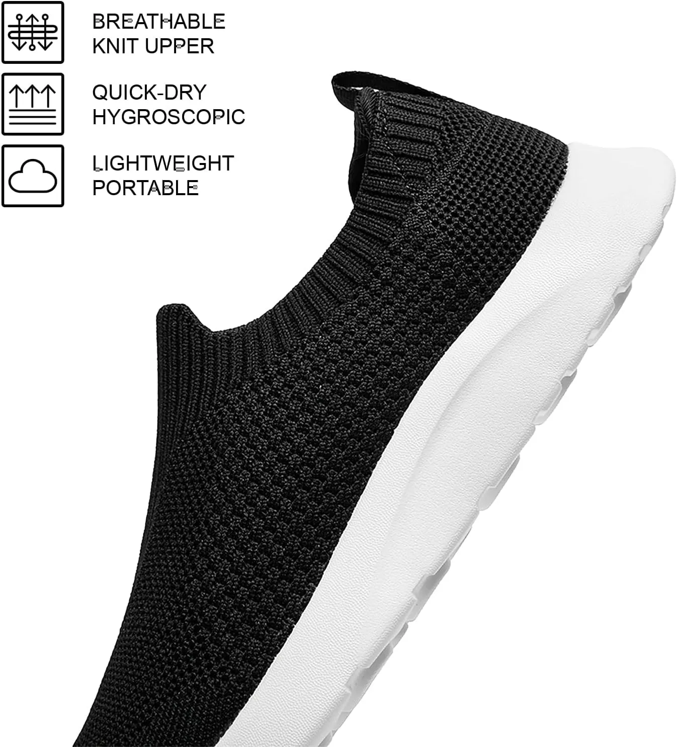 Women's Slip On Shoes, Stretch Knit Walking Shoes, Comfort Sneaker for Work, Travel, Commute