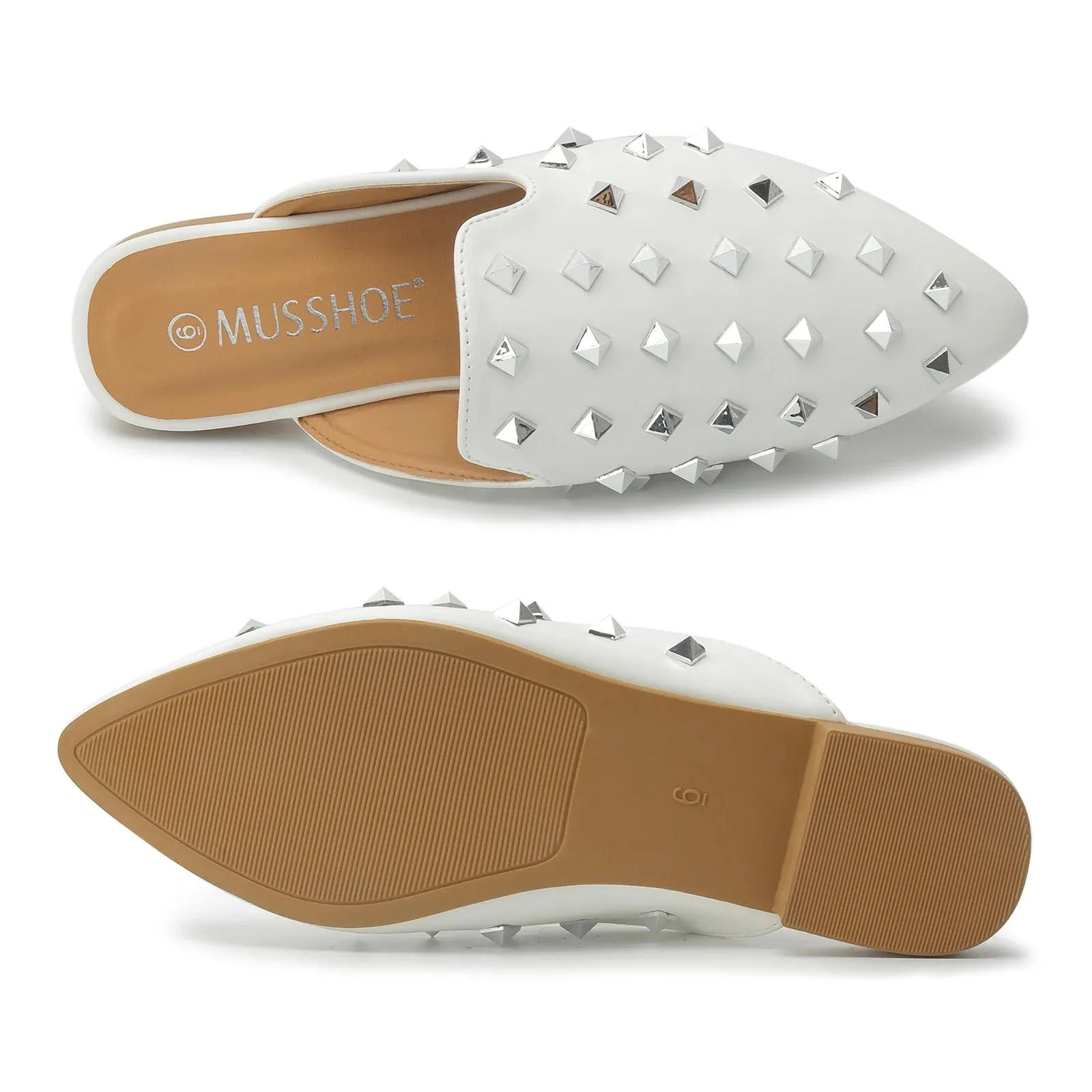 Women's Studded and Pointed Sandal with Mini Heel