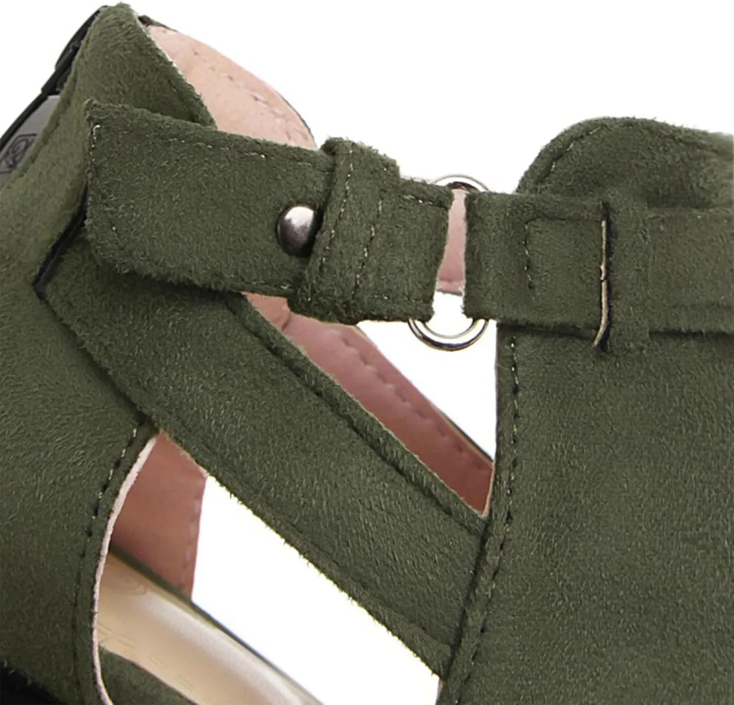Women's Suede Chunky Heel Fish Mouth Dress Sandals Comfortable Peep Toe Adjustable Ankle Buckle Block Heel Non-Slip Hollow Out Ankle Boot Sandals for Work Wedding Party