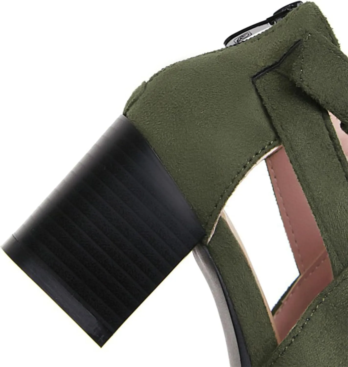 Women's Suede Chunky Heel Fish Mouth Dress Sandals Comfortable Peep Toe Adjustable Ankle Buckle Block Heel Non-Slip Hollow Out Ankle Boot Sandals for Work Wedding Party