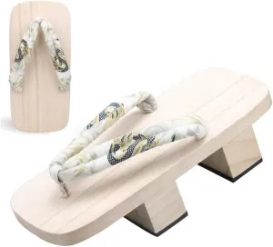 Wooden Clogs for Women Men, Two-Tooth Flip Flop Slippers Men's Japanese Sandals Traditional Clogs Geta Mens House Slippers High-Heel Halloween Costumes Shoes