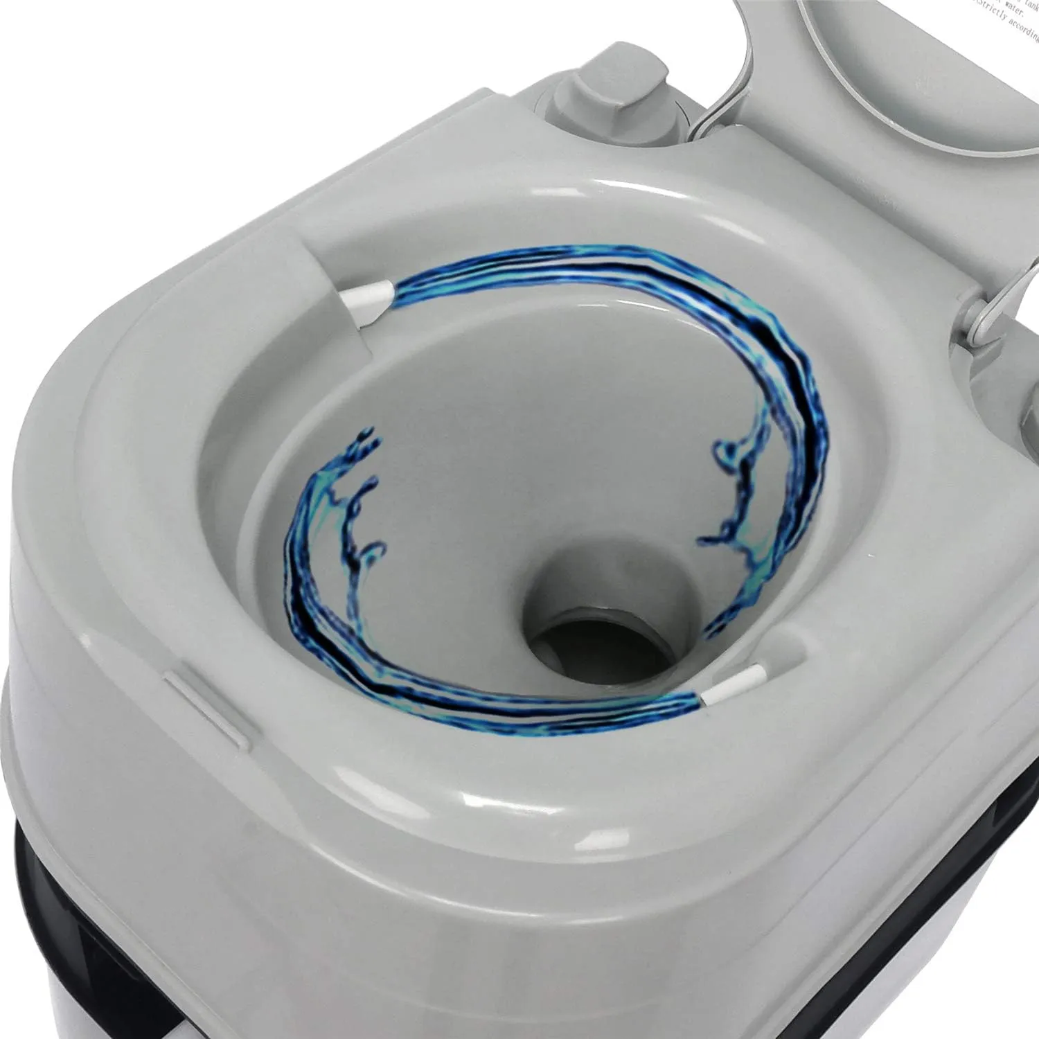 XKMT- Gray 24L Advanced Portable Toilet Flush Camping Travel Outdoor Picnic Piston Pump Commode [P/N: ET-TOILET002-24L]