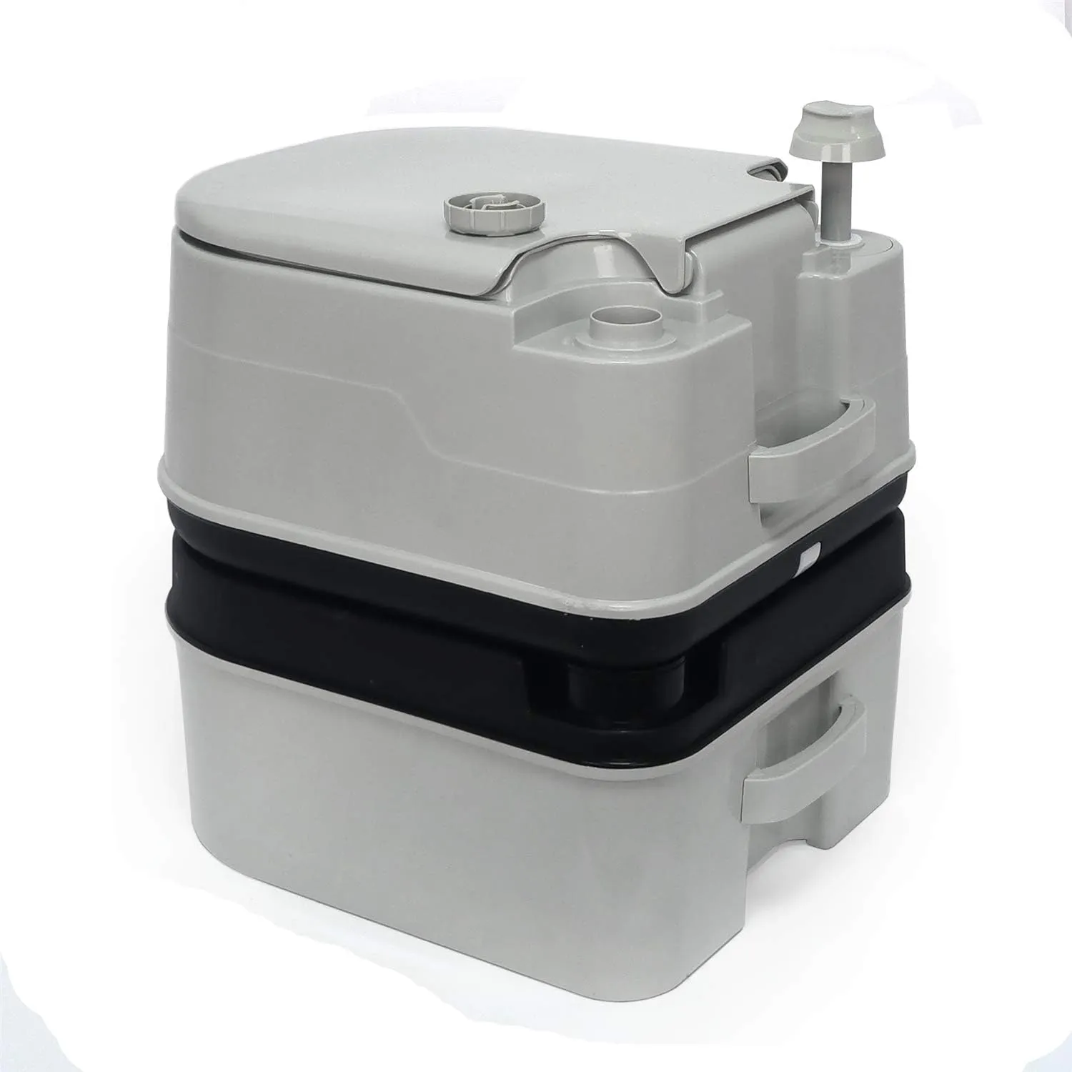 XKMT- Gray 24L Advanced Portable Toilet Flush Camping Travel Outdoor Picnic Piston Pump Commode [P/N: ET-TOILET002-24L]