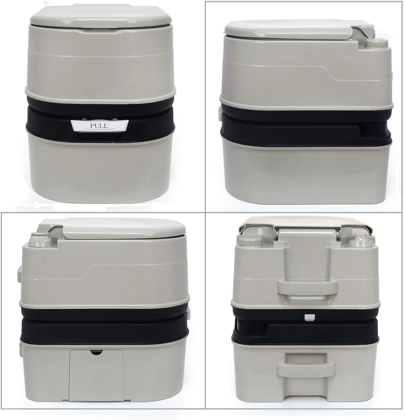 XKMT- Gray 24L Advanced Portable Toilet Flush Camping Travel Outdoor Picnic Piston Pump Commode [P/N: ET-TOILET002-24L]