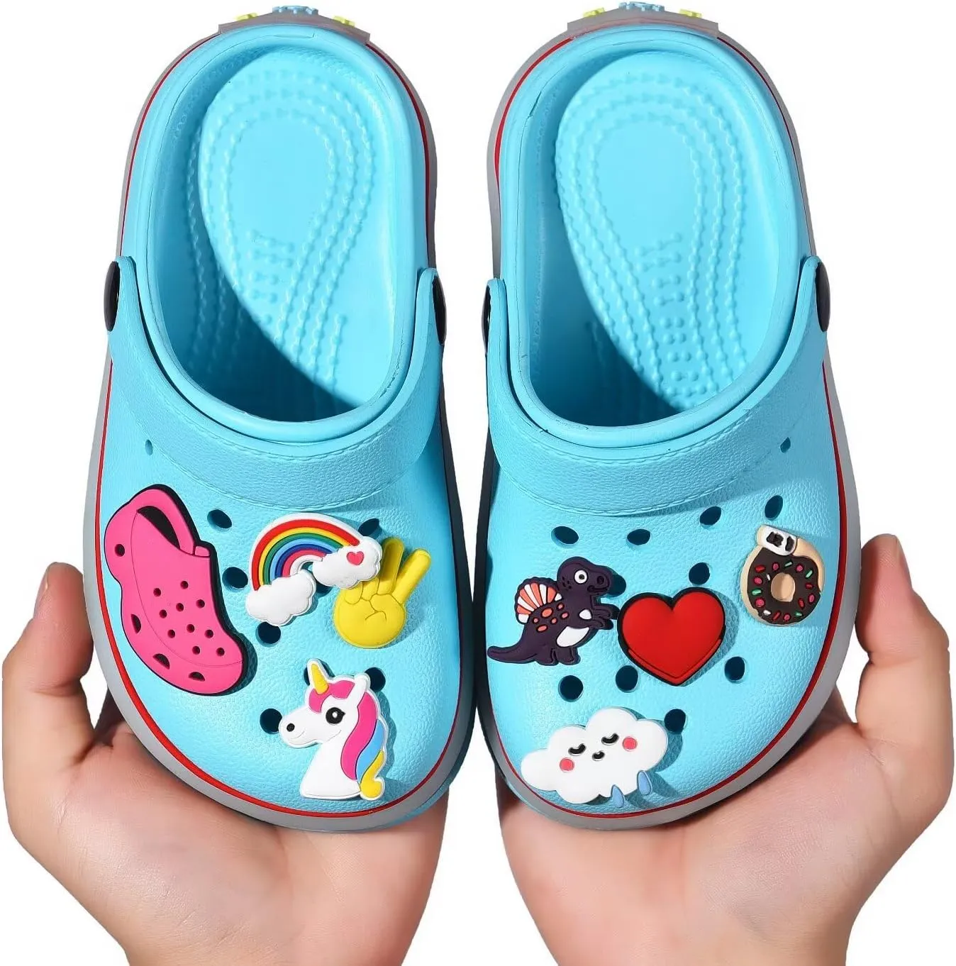 XPKWS Toddler Kids Clogs Boys Girls LED Garden Shoes Light up Sandals Slip on Quick Dry Beach Slippers