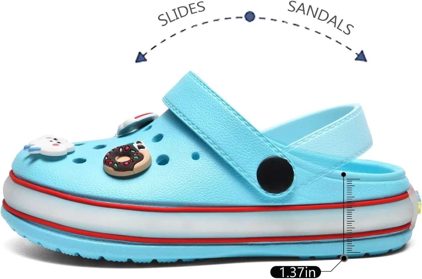 XPKWS Toddler Kids Clogs Boys Girls LED Garden Shoes Light up Sandals Slip on Quick Dry Beach Slippers