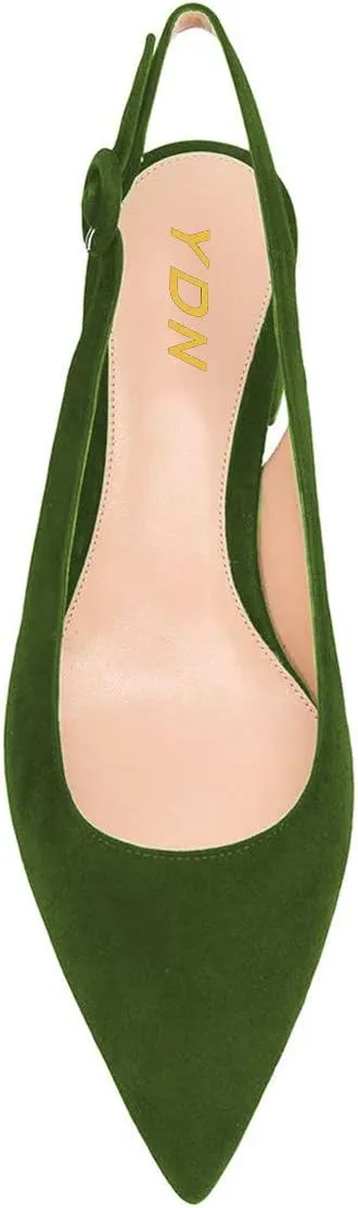 YDN Women Classic Chunky Block Mid Heels Slingback Pumps Comfortable Office Ladies Formal Shoes