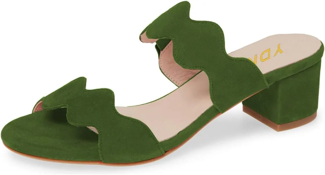 YDN Women Strappy Heeled Sandals Opentoe Mules Slip On Chunky Block Comfortable Walking Shoes