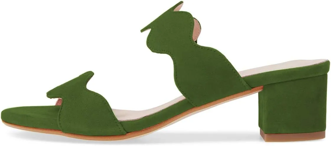 YDN Women Strappy Heeled Sandals Opentoe Mules Slip On Chunky Block Comfortable Walking Shoes