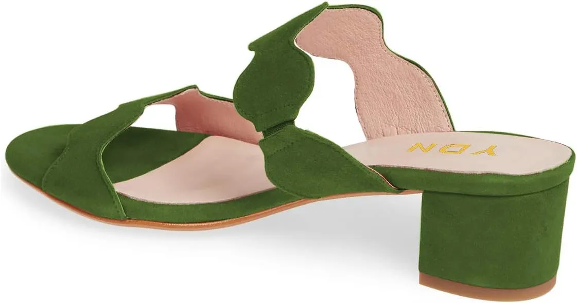 YDN Women Strappy Heeled Sandals Opentoe Mules Slip On Chunky Block Comfortable Walking Shoes