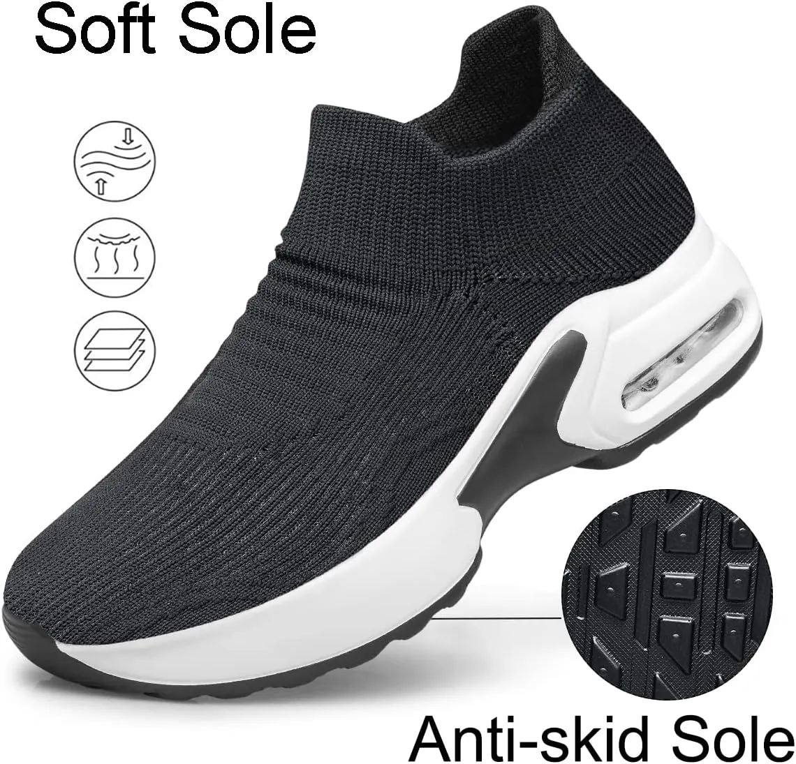 YHOON Women's Walking Shoes Slip-on - Sock Sneakers Ladies Nursing Work Air Cushion Mesh Casual Running Jogging Shoes