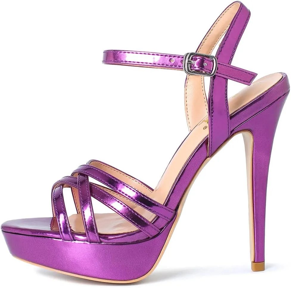 YooPrettyz Polished Crisscrossed Heeled Sandal Evening Dress Platform Sandal for Women