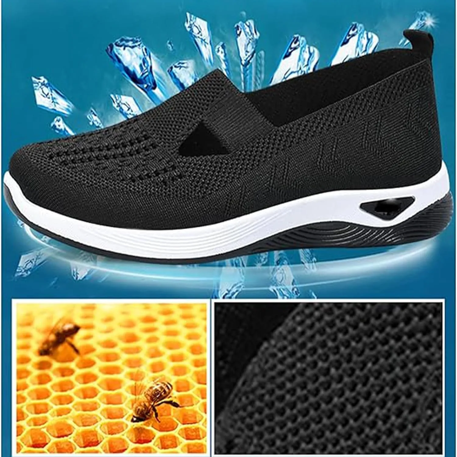 Zapatos Ortopédicos para Mujer, Women's Woven Orthopedic Breathable Soft Sole Shoes, Go Walking Slip On Diabetic Foam Sneaker, Casual Comfortable
