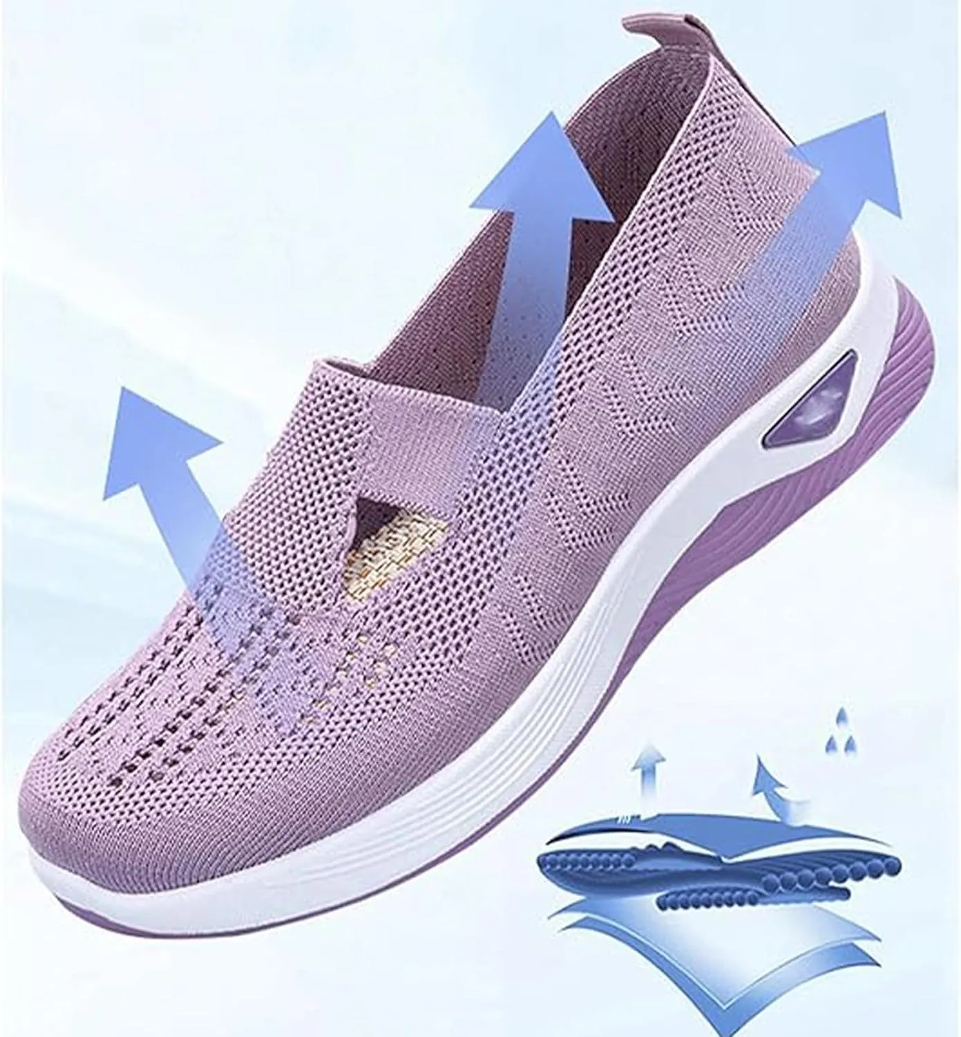 Zapatos Ortopédicos para Mujer, Women's Woven Orthopedic Breathable Soft Sole Shoes, Go Walking Slip On Diabetic Foam Sneaker, Casual Comfortable