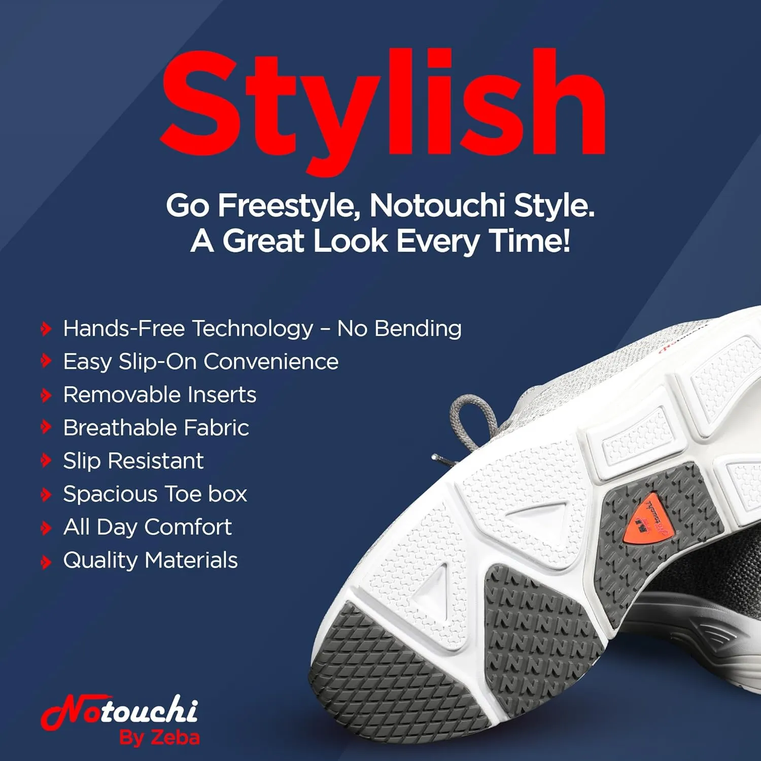ZEBA Men's Notouchi Hands Free Slip-On All-Day Comfort Walking Shoes