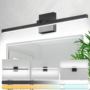 zouzai Modern LED Bathroom Vanity Light Bar Black IP44 Over Mirror Bath Wall Fixture 5CCT Adjustable, Dual-Sided, 180° Adjustable Angle (24 inch)